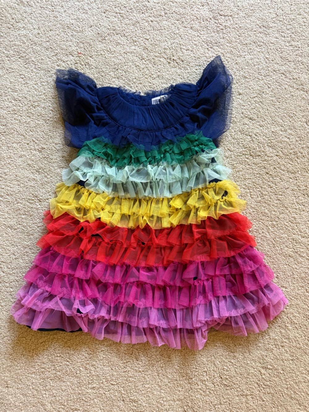 Mini Boden blue tiered tulle dress 3-4T - Picture 4 of 4